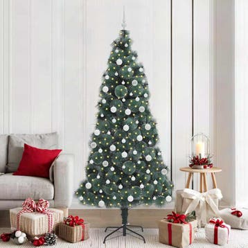 vidaXL Kunstmatige voorverlichte kerstboom met ballenset, Verzenden