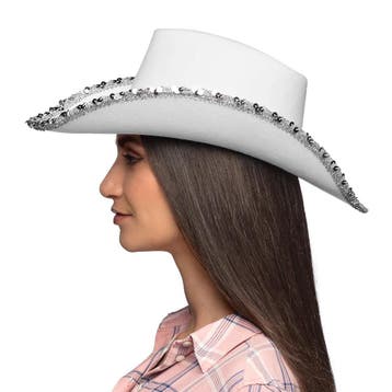 Wit Cowboyhoed Glitters, Verzenden, Nieuw