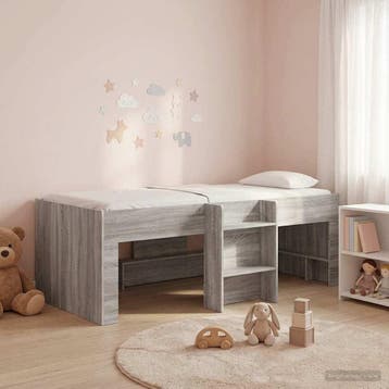 vidaXL Kinderhoogslaper Grijs Sonoma 80 x 200 cm Bewerkt, Verzenden