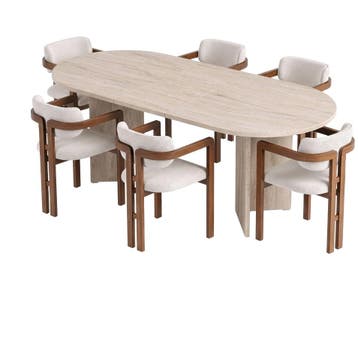 Evila Eettafel - Beige/Houtkleurig - Nieuw/Ongebruikt -, Verzenden, 150 tot 200 cm, Nieuw, Scandinavisch