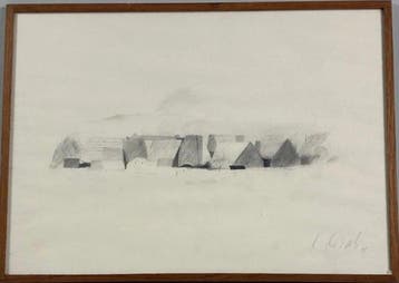 Karl Korab (1937) - Dorf in weiter Landschaft, Antiek en Kunst