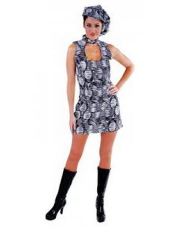 Black and white disko jurk met pet, Ophalen of Verzenden, Nieuw