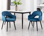 Eetkamerstoelen - Set van 2 - Met armleuning - Fluweel - Bla, Verzenden, Nieuw