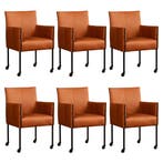 Set van 6 Leren eetkamerstoelen More - Rancho Cognac, Ophalen of Verzenden, Nieuw, Leer, Eén