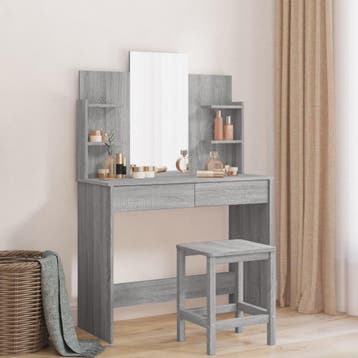 vidaXL Kaptafel met spiegel 96x39x142 cm grijs sonoma, Verzenden