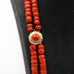 Chaîne - 14 carats Or jaune Corail rouge