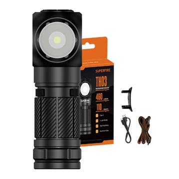 Superfire TH03 - Zaklamp En Hoofdlamp In Één - Rampready, Caravans en Kamperen, Zaklampen, Nieuw