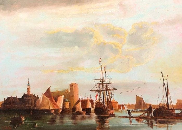 European School (XX) - A View of Dordrecht (After Aelbert, Antiquités & Art, Art | Peinture | Classique