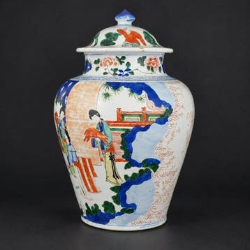 Vaas en deksel - Porselein - China - Kangxi (1662-1722)