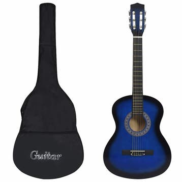 vidaXL Gitaar klassiek beginner met tas 3/4 36 blauw, Verzenden