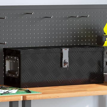 vidaXL Opbergbox 60x23,5x23 cm aluminium zwart, Verzenden