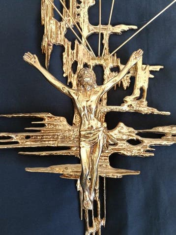sculptuur, Cristo enorme JC de bronce de San Juan de la Cruz