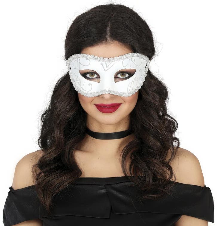 Venetiaans Oogmasker Wit Zilver, Hobby en Vrije tijd, Feestartikelen, Nieuw, Verzenden