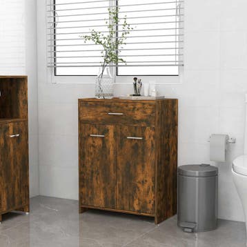 vidaXL Badkamerkast 60x33x80 cm bewerkt hout gerookt, Verzenden, Nieuw