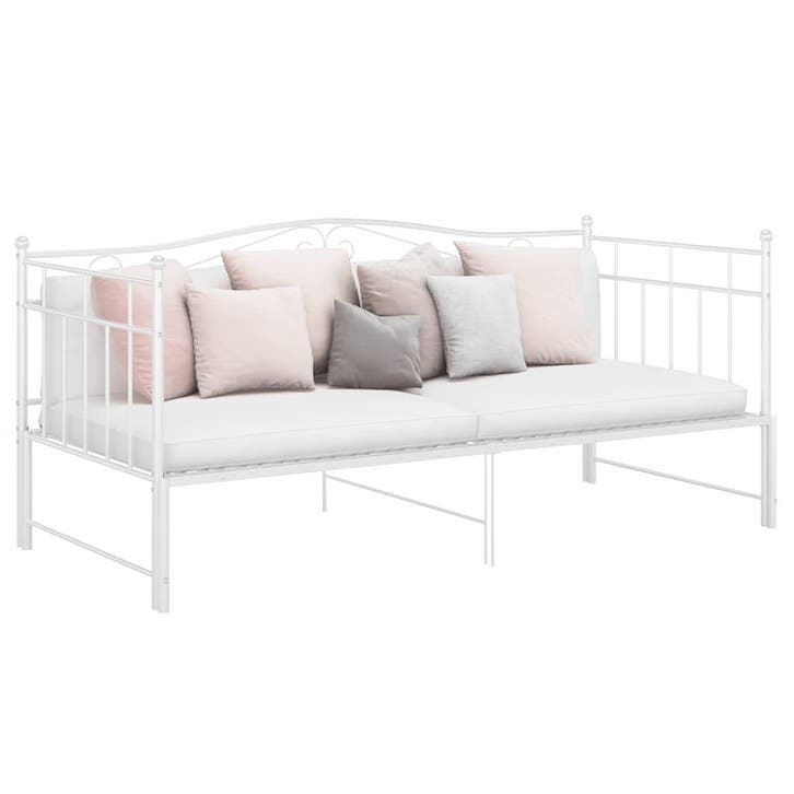 vidaXL Slaapbank uittrekbaar metaal wit 90x200 cm, Huis en Inrichting, Slaapkamer | Bedden, Nieuw, Verzenden