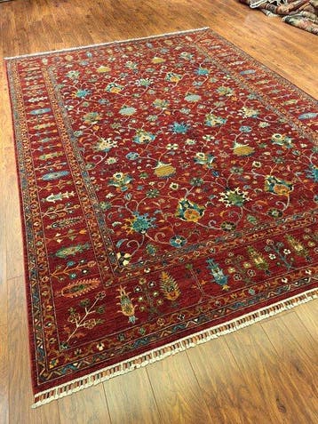 Tapis afghan noué à la main de grand format, rouge, Maison & Meubles