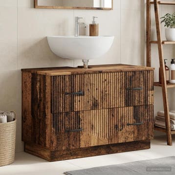 vidaXL Wastafel kabinet voor de badkamer HOORN Oud hout, Huis en Inrichting, Verzenden, Nieuw