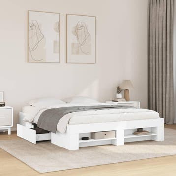 vidaXL Bedframe zonder matras 160x200 cm spaanplaat wit, Verzenden, Nieuw