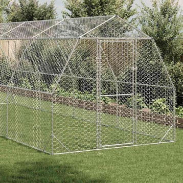 vidaXL Kippenren 2,5x8x2,25 m gegalvaniseerd staal, Verzenden, Nieuw