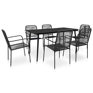 vidaXL 7-delige Tuinset katoenen touw en staal zwart, Verzenden, Tuinset