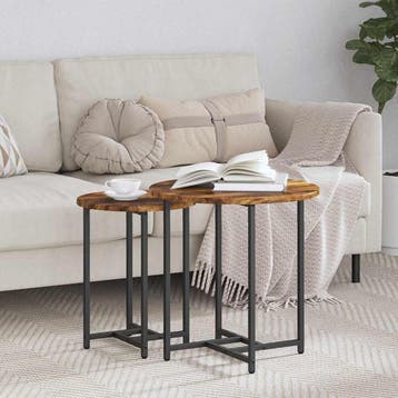 vidaXL Bijzettafelset 2 st Gerookt Eiken en Zwart 50 x 50 x, Verzenden, Nieuw