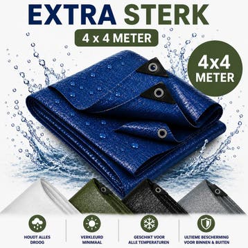 Dekzeil 4 x 4 m, 110 g/m² ultrasterk, 16 ringen, versterk.., Doe-het-zelf en Bouw, Zeil en Folie, Ophalen of Verzenden, Nieuw