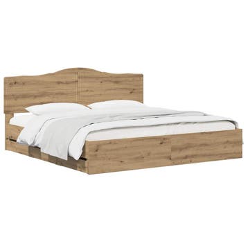 vidaXL Bed Frame with Storage and Headboard Artisan Oak 180, Verzenden, Nieuw