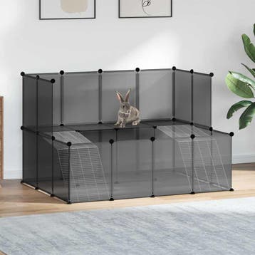 vidaXL Dierenhok klein 143x107x93 polypropeen en staal zwart, Verzenden