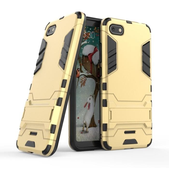 iPhone 8 Plus - Robotic Armor Case Cover Cas TPU Hoesje Goud, Télécoms, Téléphonie mobile | Housses, Coques & Façades | Apple iPhone