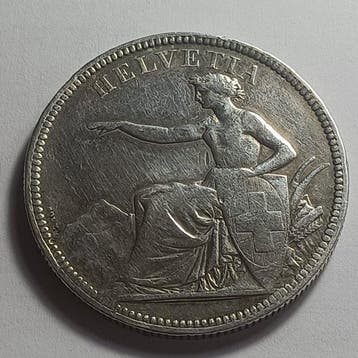 Zwitserland. 5 Francs 1874 / Key date (Zonder minimumprijs), Postzegels en Munten