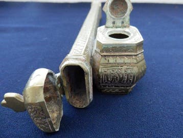 Ottoman divit, trousse à crayons avec encrier - Bronze -, Antiquités & Art