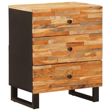 vidaXL Bedkast met lade Bruin 50 x 33 x 62 cm Massief Mango, Verzenden, Nieuw