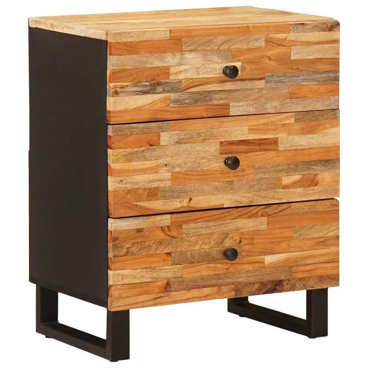 vidaXL Bedkast met lade Bruin 50 x 33 x 62 cm Massief Mango, Huis en Inrichting, Slaapkamer | Nachtkastjes, Nieuw, Verzenden