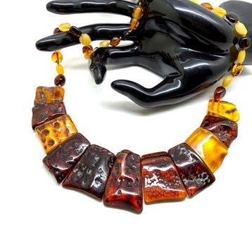 Collier de luxe en ambre naturel balte, longueur 50 cm,