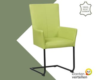Leren eetkamerstoel Dry met armleuning - Toledo Lime, Huis en Inrichting, Stoelen, Overige kleuren, Nieuw, Leer, Ophalen of Verzenden