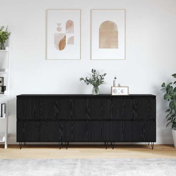 vidaXL Dressoirs 3 st Zwart Eiken, Verzenden, Nieuw
