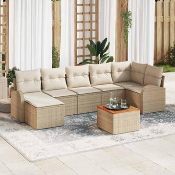 vidaXL Tuinbank Set met opslag 8 pcs Beige en Crème poly, Verzenden