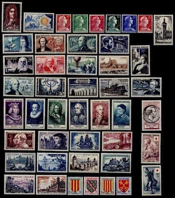 Frankrijk 1954/1955 - Een lot van de twee volledige, Gestempeld