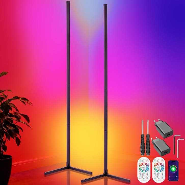 tectake LED-vloerlamp Spectra, 16 miljoen kleuren, 200+ lich, Huis en Inrichting, Lampen | Overige, Verzenden