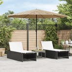 vidaXL Parasol met LEDs en stalen paal 324x324x247 cm bruin, Verzenden