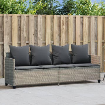 vidaXL Ligbed met kussen poly rattan lichtgrijs, Verzenden