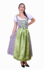 Lange Dirndl Tirol Jurk Heidi Bruin Groen 34 XS Oktoberfest, Kleding | Dames, Ophalen of Verzenden, Nieuw