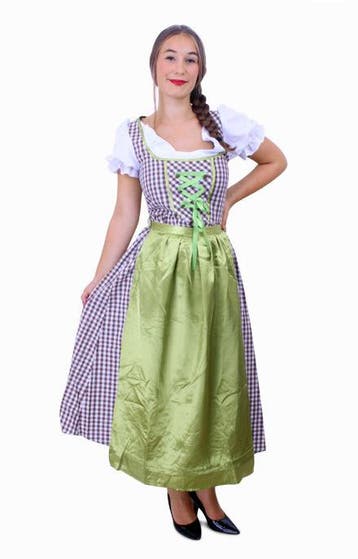 Lange Dirndl Tirol Jurk Heidi Bruin Groen 34 XS Oktoberfest, Ophalen of Verzenden, Nieuw