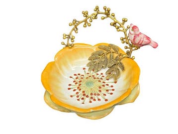 Bol - Porcelaine, Bronze - Oiseau