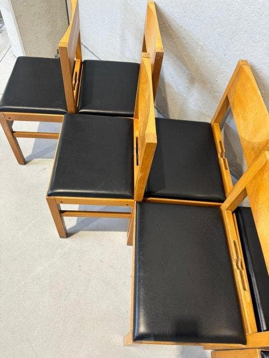 Zitgroep - hard hout - Een set van zes stoelen, Antiek en Kunst, Kunst | Designobjecten