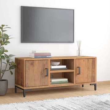 vidaXL Tv-meubel 110x35x48 cm massief grenenhout bruin, Verzenden, Nieuw