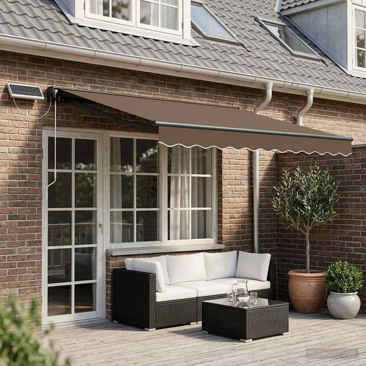 vidaXL Elektrisch Uitschuifbare Zonneluifel Taupe 4 × 3 m, Jardin & Terrasse, Protection solaire, Envoi
