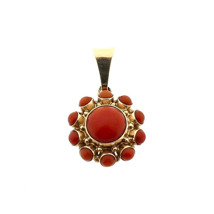 Gouden hanger met bloedkoraal (Hanger of bedel), Bijoux, Sacs & Beauté, Bracelets à breloques, Enlèvement ou Envoi