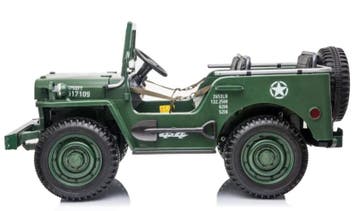 24V Jeep Army, Willys jeep, 3 zitplaatsen, Kinderen en Baby's, Ophalen of Verzenden, Nieuw