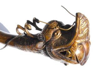 Tempeltrompet draakentrompet koper versierd 52 cm Tibet met
